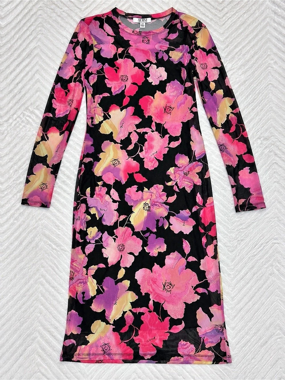 AFRM Floral Maxi Dress in Pink & Black Size Large